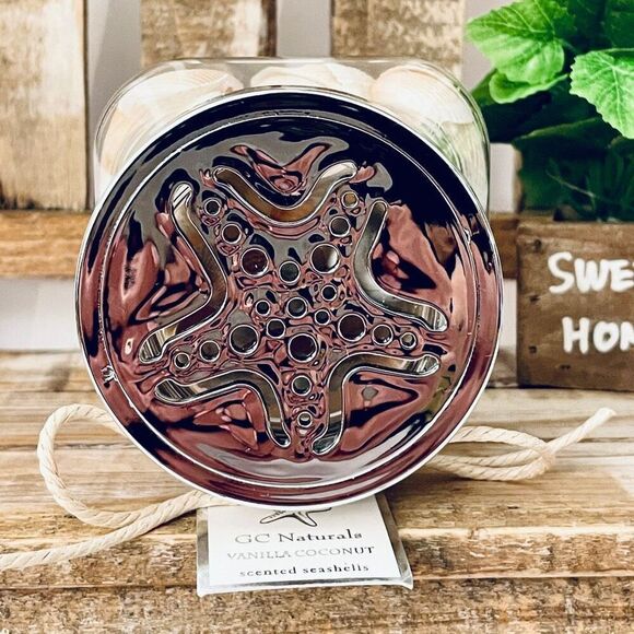 NWT GC Naturals VANILLA COCONUT scented seashells Decorative Glass Aroma Jar - Picture 10 of 12